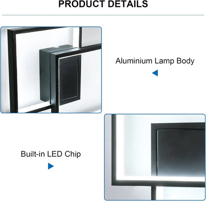 34W Square Aluminum Wall Lamp, 6500K White Light Wall Lamp, Black Minimalist Wall Lamp Suitable for Bedrooms and Living Rooms