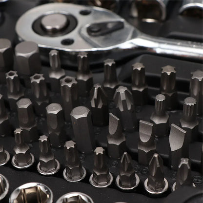 216PCS Professional Ratchet Wrench Socket Set 1/2" 1/4" 3/8" Wrench Repair Tool Home Repair Set with Black Box