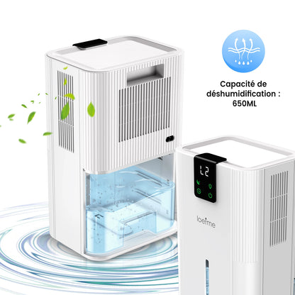 LOEFME Silent Dehumidifier 2.8L Large Air Dehumidifier 650ml/Day with Touch Display LED Light for Home Bedroom Office Basement