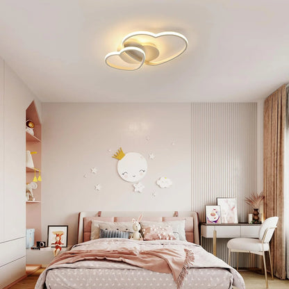 Dimmable LED Ceiling Light,64W Heart Ceiling Lamp 3000K/4500K/6500K,Chandelier White with Remote Control for Bedroom