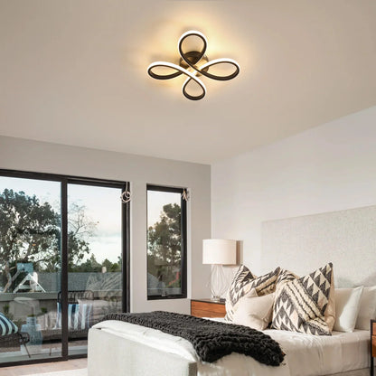 Modern LED Ceiling Light,28W 3200LM Black Modern LED Ceiling Lamp,Creative Flower Shape Design,3000K Ceiling Light for Bedroom