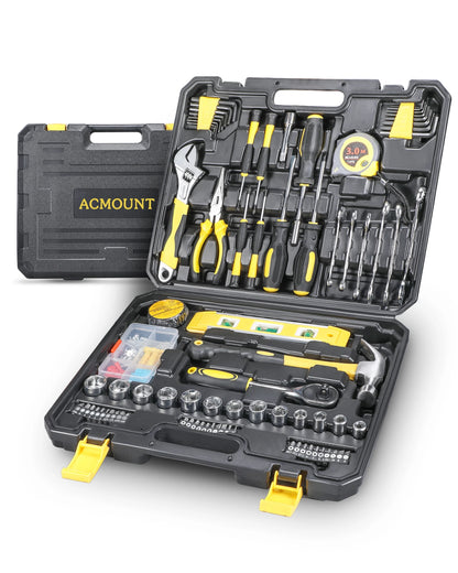 140PCS Home Tool Kit with Storage Case, Portable DIY Hand Tool Set for Home Repair, Beginner and Household College Student Use