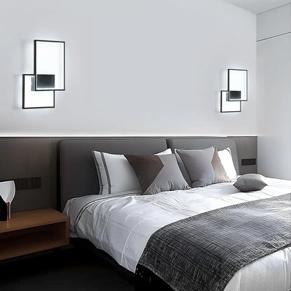 34W Square Aluminum Wall Lamp, 6500K White Light Wall Lamp, Black Minimalist Wall Lamp Suitable for Bedrooms and Living Rooms