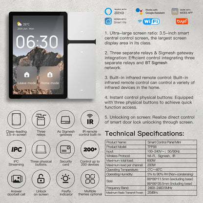 WiFi for Tuya Multi-functional Touch Screen Control Panel IR Remote Control Central Controller for Intelligent Scenes Smart Home