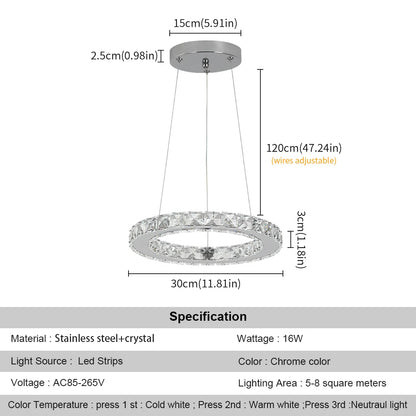 Luxury Rings Pendant Light LED Crystal Ceiling Lamp Modern Home Decor Lustre Living Dining Room Chandelier Indoor Lumin Fixture