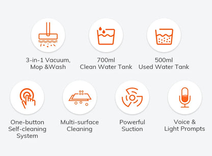Ilife W90 Cordless Wireless Wet Dry Smart Mop Washing, 5500Pa Suction, 1 Min Self Cleaning, Large Dual Water Tank