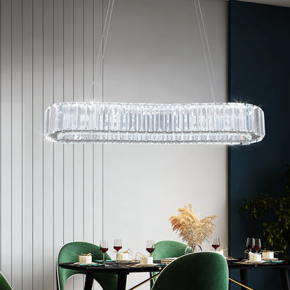 VETRULUS Modern Pendant Light Luxury Crystal Oval Design Led Chandelier Ceiling Lamp Hanging Fixture Living Bedroom Hotel Remote