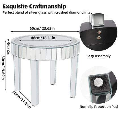 Luxury Mirrored Round Side Table