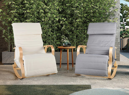 Getone Rocking Chair, Resting Armchair, Nursing Chair with Armrests Footrest for Bedroom Living Room, White / Grey 2 Colors