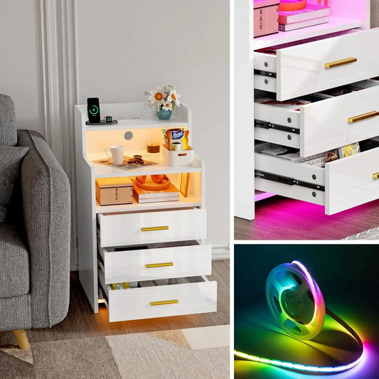 3 Drawers Smart Bedside Table
