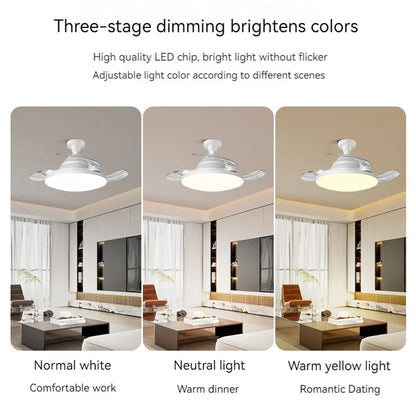 30/60W Lighted Ceiling Fan Ultra-quiet Invisible With Remote Control Retractable Blades Hall Screw Fan Light LED Chandelier Fan