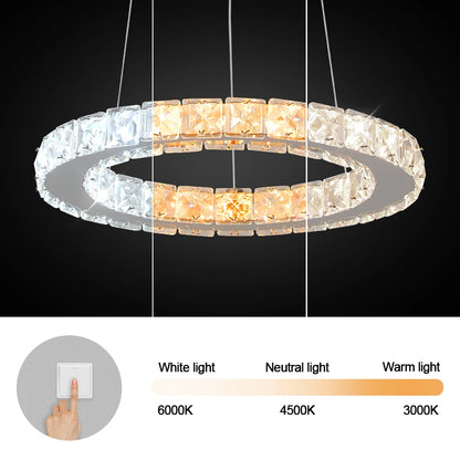 Luxury Rings Pendant Light LED Crystal Ceiling Lamp Modern Home Decor Lustre Living Dining Room Chandelier Indoor Lumin Fixture