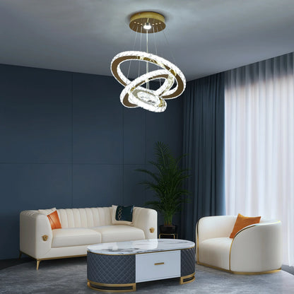 Luxury Rings Pendant Light LED Crystal Ceiling Lamp Modern Home Decor Lustre Living Dining Room Chandelier Indoor Lumin Fixture