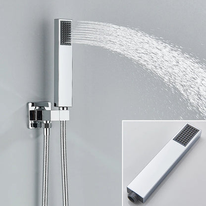 Quyanre Wall Mount Bathroom Rain Waterfall Shower Faucets Set Concealed Chrome Shower System Bathtub Shower Mixer Faucet Tap