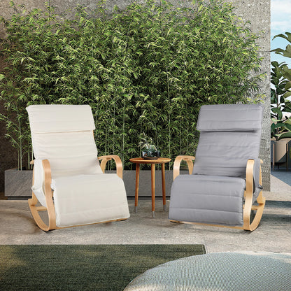 Getone Rocking Chair, Resting Armchair, Nursing Chair with Armrests Footrest for Bedroom Living Room, White / Grey 2 Colors