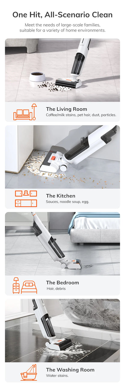 Ilife W90 Cordless Wireless Wet Dry Smart Mop Washing, 5500Pa Suction, 1 Min Self Cleaning, Large Dual Water Tank
