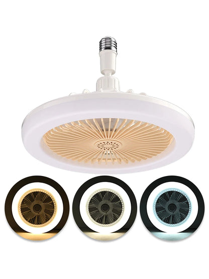 2 In 1 Silent Ceiling Fan Light with Remote Control 3 Speeds Fan Light Dimming Three Color Light for Home Living Room Bedroom
