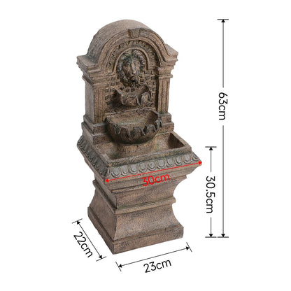 【Breeins】Rustic Outdoor Floor Water Fountain High with LED Light Cascading Bowls for Garden Patio Backyard