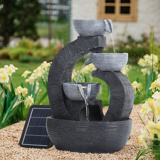 Garden Sanctuary Outdoor Solar-Powered Water Fountain Rockery Decor, 26cm W x 26cm D x 38.5cm H