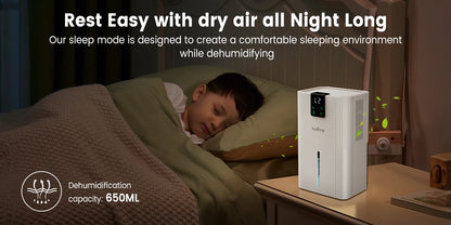 LOEFME Silent Dehumidifier 2.8L Large Air Dehumidifier 650ml/Day with Touch Display LED Light for Home Bedroom Office Basement