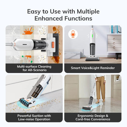 Ilife W90 Cordless Wireless Wet Dry Smart Mop Washing, 5500Pa Suction, 1 Min Self Cleaning, Large Dual Water Tank