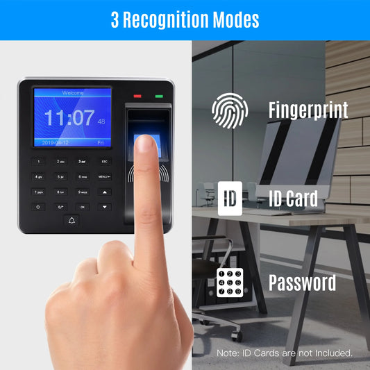 Access Control Time Attendance Machine Fingerprint/Password/ID Card Recognition Time Clock with 2.4 Inch Display Screen Employee