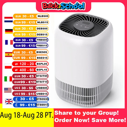 AROEVE Air Purifiers for Bedroom Home,Filter Cleaner with Fragrance, HEPA Filter for Smoke, Odor, Allergies, Pollen, Pet Timer