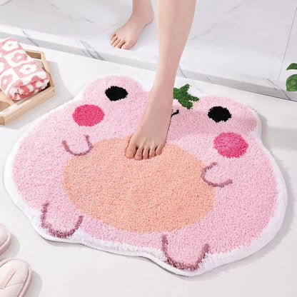 Cute Bath Mat Non Slip Frog Bath Rug for Bathroom,Luxury Absorbent Mats,Machine Washable Shaggy Soft Rugs Bathroom Decor