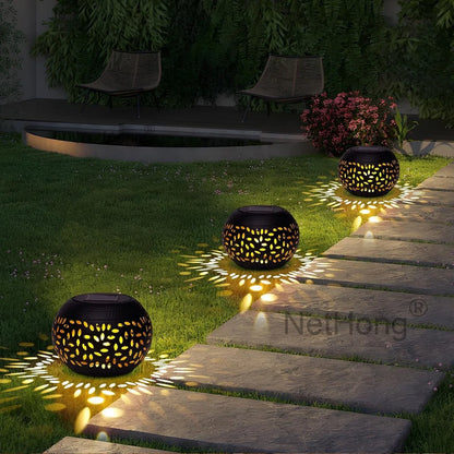 Metal LED Solar ndustrial Style Light Hollowed Out Lawn Garden Lights Decor