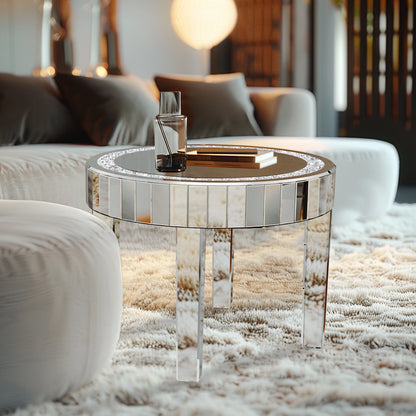 Luxury Mirrored Round Side Table