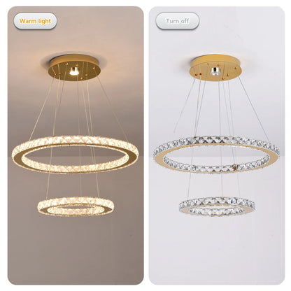 Luxury Rings Pendant Light LED Crystal Ceiling Lamp Modern Home Decor Lustre Living Dining Room Chandelier Indoor Lumin Fixture