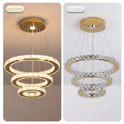 Luxury Rings Pendant Light LED Crystal Ceiling Lamp Modern Home Decor Lustre Living Dining Room Chandelier Indoor Lumin Fixture