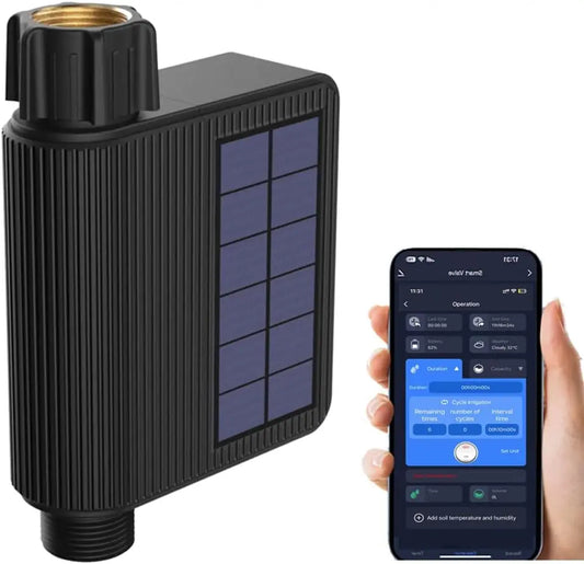 Tuya Smart Wifi Watering Timer Solar Energy Sprinkler Drip Irrigation System Built-in Water Flow Recorder Water Controller
