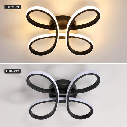 Modern LED Ceiling Light,28W 3200LM Black Modern LED Ceiling Lamp,Creative Flower Shape Design,3000K Ceiling Light for Bedroom