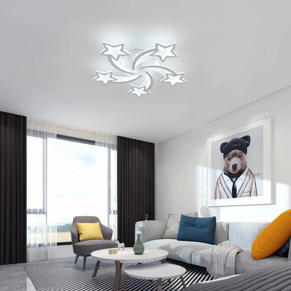 Dimmable LED Ceiling Light with Remote Control, White Creative LED Ceiling Light with 5 Heads for Living Room, Bedroom