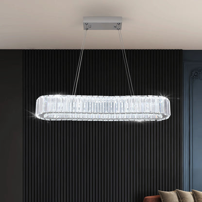VETRULUS Modern Pendant Light Luxury Crystal Oval Design Led Chandelier Ceiling Lamp Hanging Fixture Living Bedroom Hotel Remote
